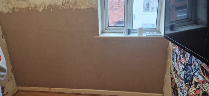 freshly plastered wall